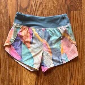Athleta Pink and Orange Workout Shorts Lightweight Stretchy, size 6